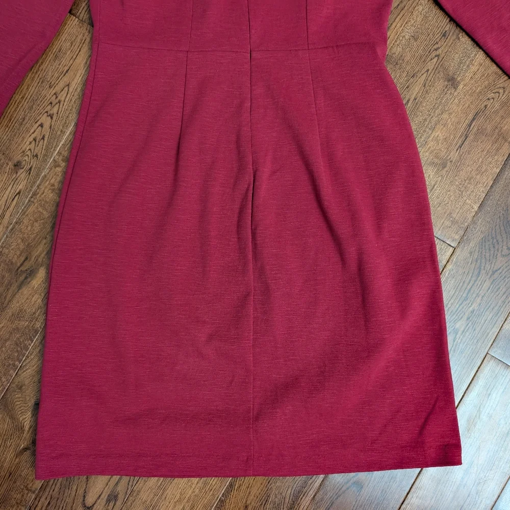 EUC Old Navy Sheath Midi Dress 3/4 Sleeve Maroon Zip Back Size Small - Picture 6 of 9